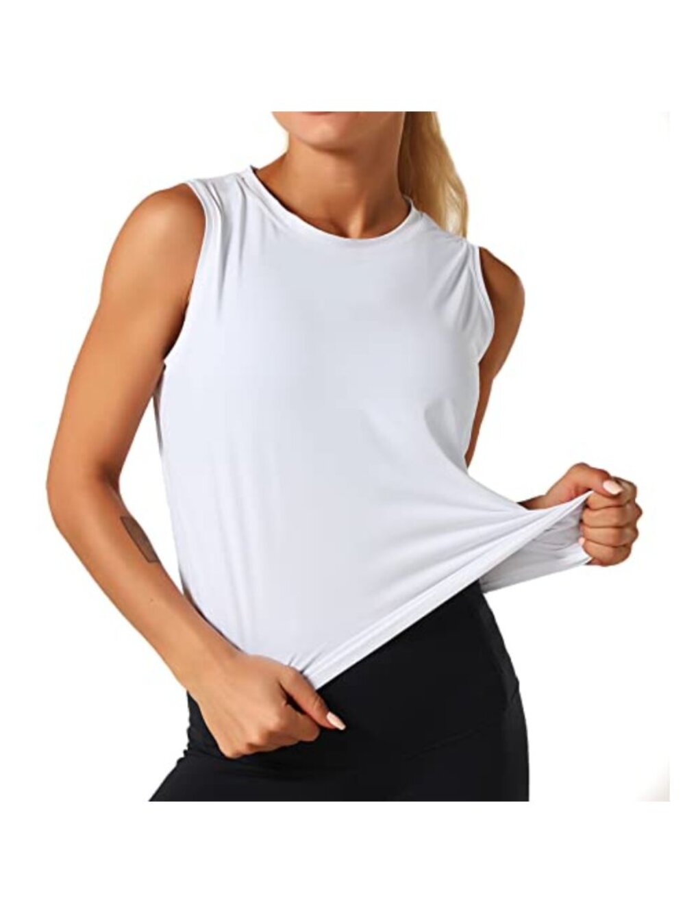 Dragon Fit Women's Sleeveless Racerback Crop Tank Top Nylon Spandex Workout